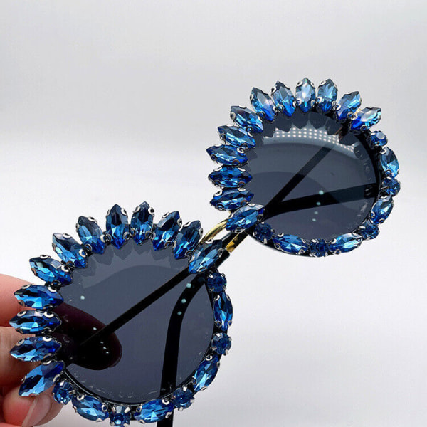 Womens Round Sunglasses Bling Colorful Rhinestone Personalized For Party Prom T