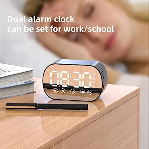 Digital Bluetooth Double Radio Alarm Clock Speaker for Office,Bedroom