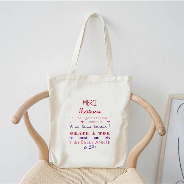 Merci Ma?tresse Print Women Canvas Shopping Bag Eco Harajuku Shoulder Bags Thank You Mistress School Bags Teacher Gift