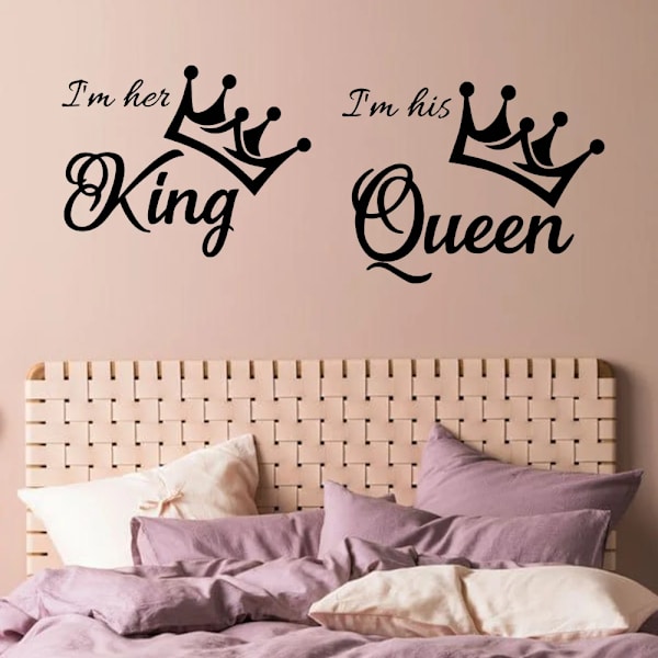 King Queen Home Wall Decor Stickers For Bedroom Couples Husband And Wife Rooms Wall Sticker Decortion Removable Decal