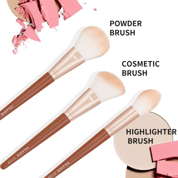 3PCs Makeup Brushes Set Dense Foundation Contour Blush Bronzer Brush Blending Face Makeup Tools Fluffy Soft Bristle