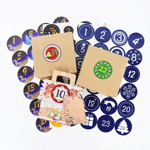1-24 Christmas Advent Calendar Number Paper Stickers DIY Gifts Baking Package Envelope Stationery Xmas Party Seal Label Stickers