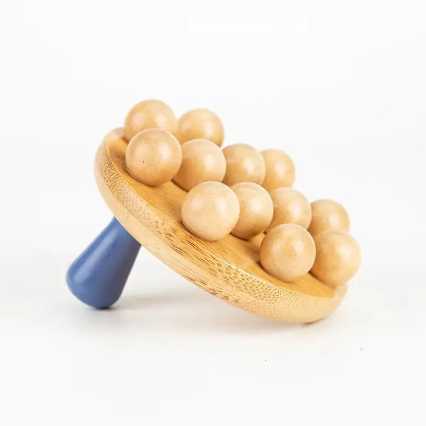 12 Beads Handheld Gua Sha Massage Brush Natural Wood Waist Leg Body Meridian Scraping SPA Relaxation Cellulite Reduction Tool