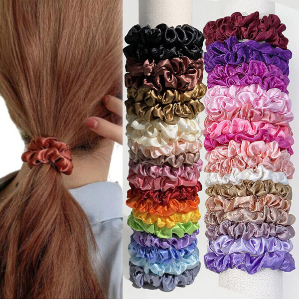 20PCS Elastic Smooth Silk Satin Hair Rope Hair Ties Rubber Band Hair Accessory,