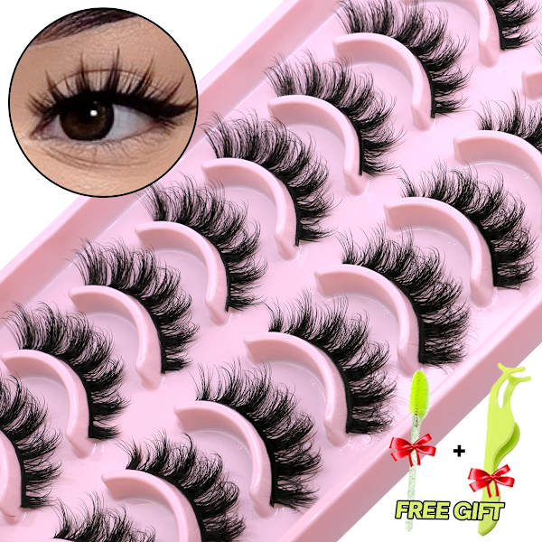 10 Pairs 3D Faux Mink Lashes Fluffy Soft Full Thick Wispy Natural long False Eyelashes Curly lashes wholesale lashes