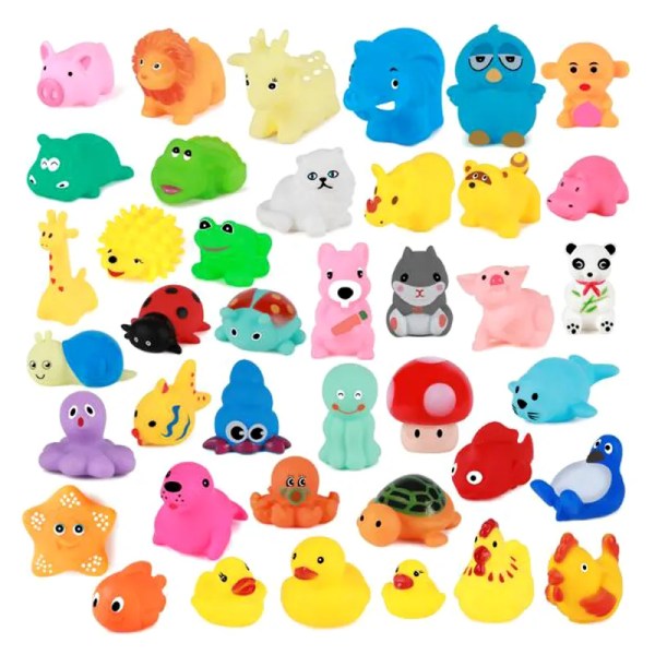 10Pcs/Set Cute Baby Bath Toys Wash Play Animals Soft Rubber Float Sqeeze Sound toys for baby GYH