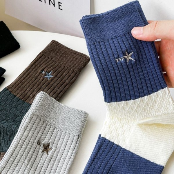 5 Pairs Cashmere Cotton Breathable Sweat Absorbing Casual Medium Tube Socks