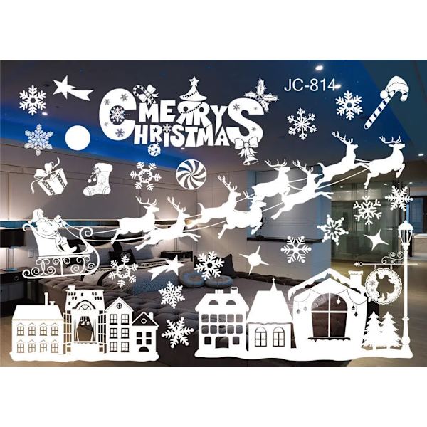 Merry Christmas Removable Santa Claus Snowman Elk Window Stickers Christmas Decorations For Home Xmas Ornaments Navidad Sticker