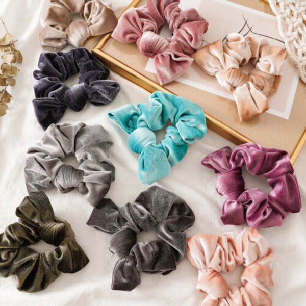 Lady Girl Hair Scrunchies Velvet Elastic Bow Knotted Hair Band Scrunchy Rope Tie