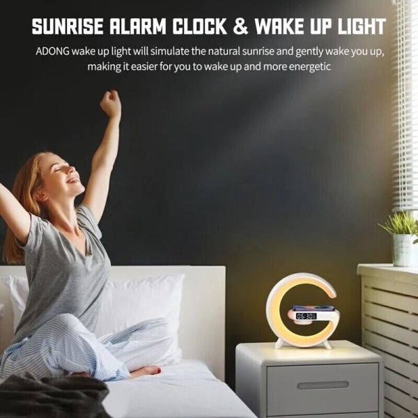 Wireless Charger Atmosphere Lamp Intelligent LED Table Lamp Alarm Clock Speaker