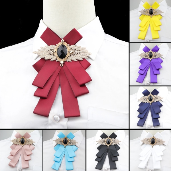 Women Solid  Bow Tie Gorgeous Vintage Chic Bowtie Elegant Jewelry Collar Cravat Adjustable Detachable Collars Shirt Accessory