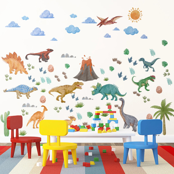 Dinosaur Wall Decals, Dino Alphabet Wall Stickers, Wall Decor for Boy Girl Kids Nursery Baby Bedroom Living Room  Classroom