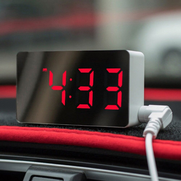 Alarm Clock Car Clock Electronic Digital Home Decoration LED Mirror Clock