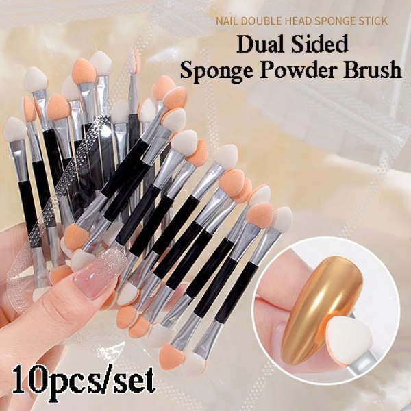 10 Pcs/Set Multifunctional Double-head Sponge Sticks Eye Shadow Brush Applicator Cosmetic Make Up Nail Art Polish Stick Tool