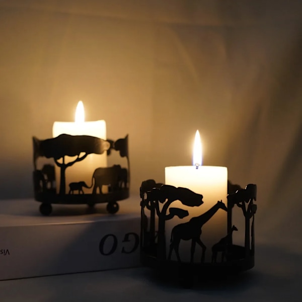 Projective Animal Graphics Creative Iron Candlestick Circular Candle Holder Corrosion-resistant Metal Aromatherapy Candle Holder