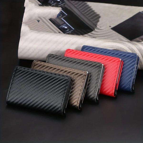 Carbon Fiber Credit Card Holder Wallet Men Rfid Smart Metal Thin Slim Pop Up Minimalist Wallet Small Black Purse Metal Wallet