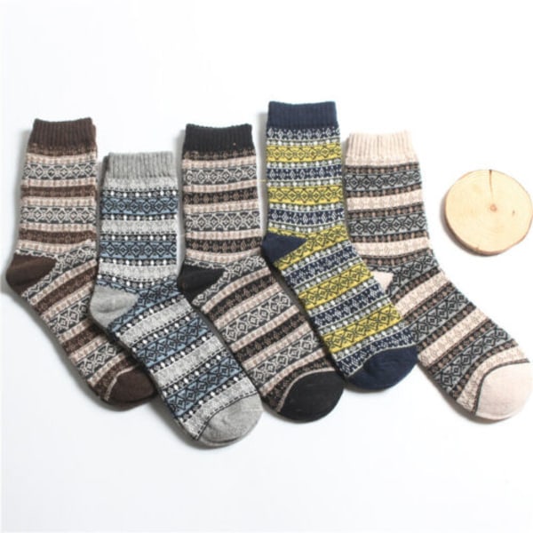 5 Pairs Mens Wool Blend Socks Thick Warm Casual Soft Winter Cashmere Casual Chic