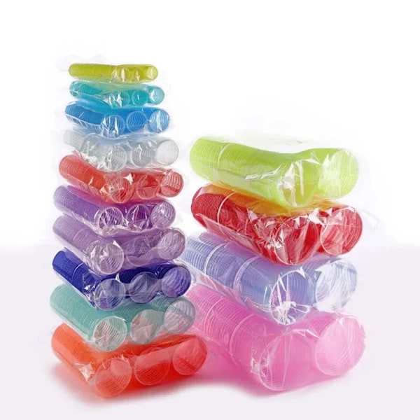 6pcs DIY Styling Tools Self-Grip Hair Rollers Heatless Hair Curlers No Heat Hair Bangs Volume Self-adhesive Hook & Loop