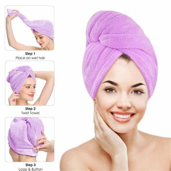 Coral Velvet Hair Towel Fast Drying Hair Towel Super Absorbent Quick Dry Towel for Women Microfiber Hair Drying Cap with Button