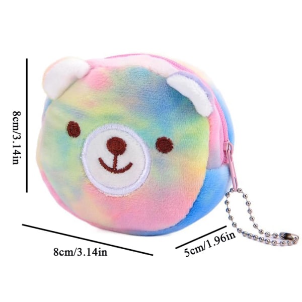 Cute Cartoon Plush Sheep Coin Purse Cat Fur Circle Wallet Girl Clutch Embroidered Bag Key Earphone Organizer Bags Kids Gift