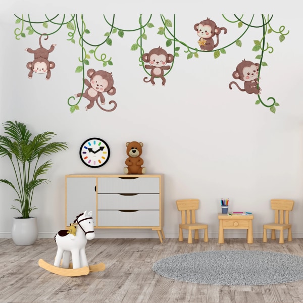 Safari Jungle Woodland Animals Wall Decals Wall Stickers for Boys Girls Baby Nursery Kids Bedroom Living Room Classroom Decor