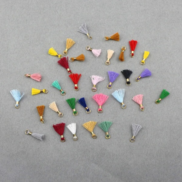 50Pcs 12mm Hanging Ring Mini Tassel Trim Pendants DIY Craft Jewelry Earrings Materials Clothing Accessories Gift Small Fringe