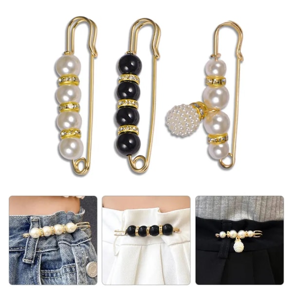 Women Waist Tighting Clip Safety Pin Brooch New Pearls Pin Brooch Sweater Cardigan Buckle Brooches Jewelry Gift