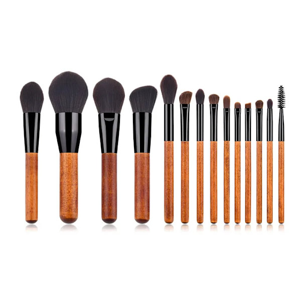 14pcs Makeup Brushes Set Wooden Handle For Foundation Blending Blush Eye Shadow Brow Lip Face Make Up Brush Kit
