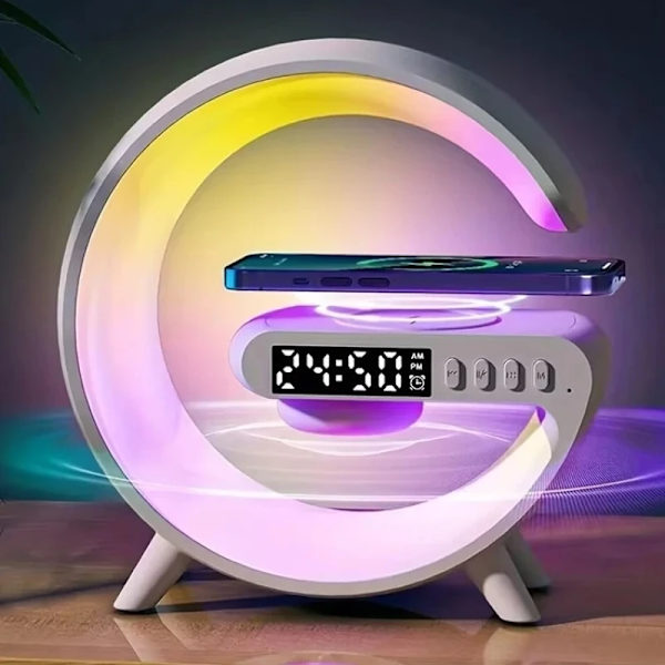 G Speakers Alarm Clock Lamp With Wireless Charger G Speakers Lamp Fast Charging Alarm Clock Wireless Charger Night Light Decor