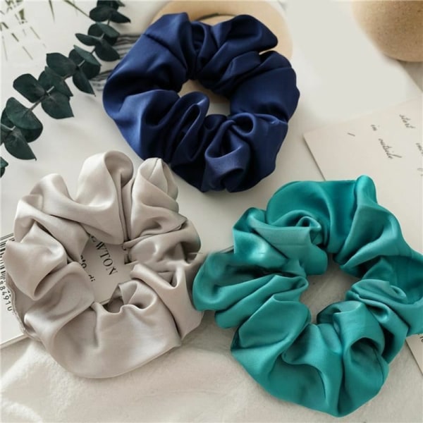 Satin Silk Solid Color Scrunchies Elastic Hair Bands Women Hair Accessories