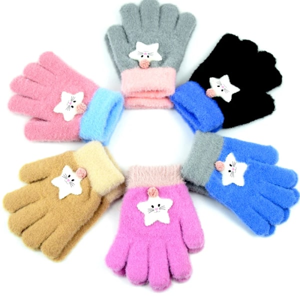 Brand New Child Kids Baby Girls Boys Winter Knitted Gloves Cartoon Warm Mittens Toddlers Outdoor Cartoon Cats Cute Gloves