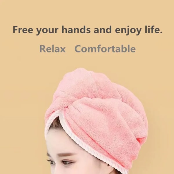 Double Thick Dry Hair Towel Double Sides Use Dry Hair Cap Multi-color Strong Absorbent Rippled Edge Thick Quick Drying Bath Hat
