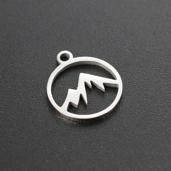DOOYIO 5pcs/Lot Stainless Steel Charms Round Mountain and Sea Couple Pendants for DIY Jewelry Making Supplies Wholesale