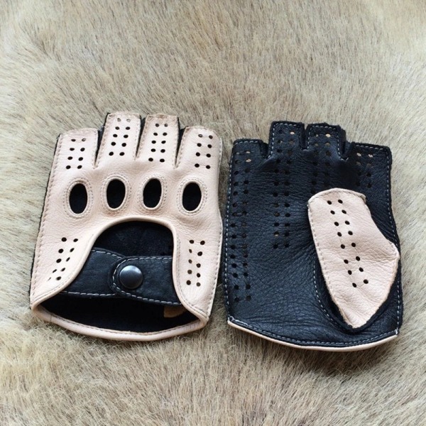 New Arrival Luxury Men Semi-Finger Genuine Leather Gloves Men's Driving Unlined Half Fingerless Goatskin Gloves For Male Mitten