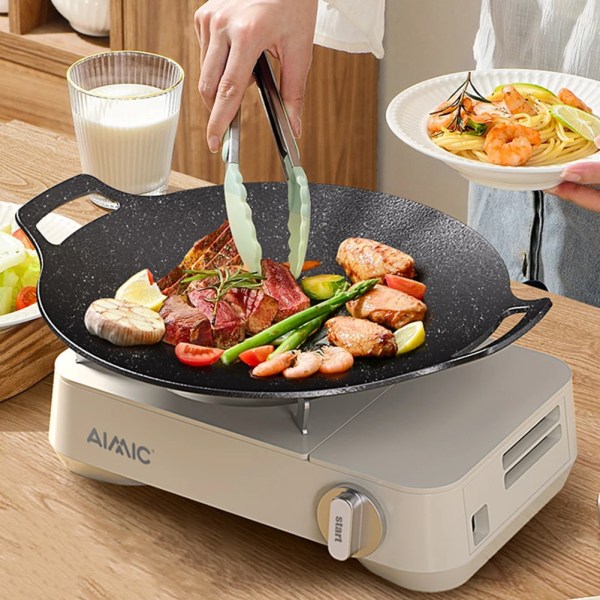 Griddle Plate Korean Grill Pan BBQ Griddle Non-stick Maifan Stone Tray Teppanyaki for Gas Stoves Induction Cookers