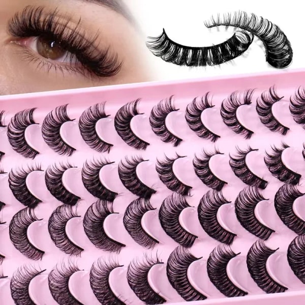 New Segmented Russian Strip Lashes 5/10/20 Pairs Fluffy Mink Lashes 3D False Eyelashes Russian Eyelashes D Curl Fake Eyelashes