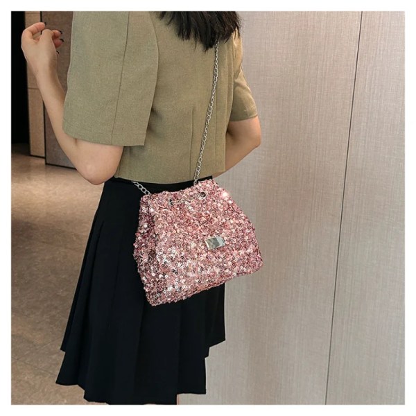 Fashion Sequined Women's Bucket Bag Handbags Female Crossbody Shoulder Bag Tote Purse Chain Messenger Bag Lady Handbag    ާܧ