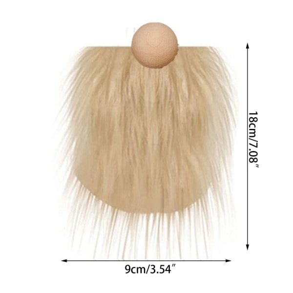 3pcs Gnome Beads and Fake Beards 6pcs/set Faux Fur Dwarf Beard Wood Bead for Christmas Plush Gnome for DOLL Handmade DIY Accessories white
