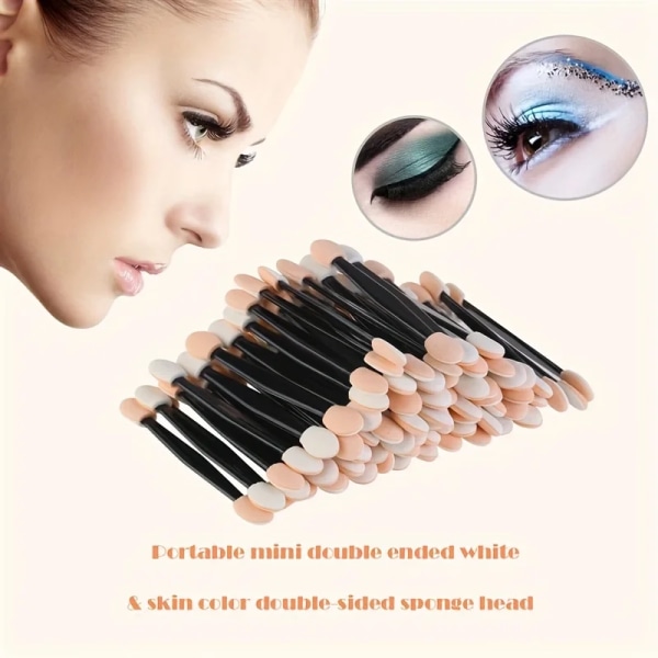 50Pcs Disposable Eye Shadow Brush Makeup Dual Sided Sponge Nylon Set Eye Shadow Brushes For Cosmetic Applicator Makeup