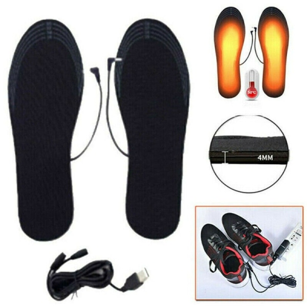 Pair Electric USB Heated Shoes Insoles Charging Feet Winter Warmer Rechargeable