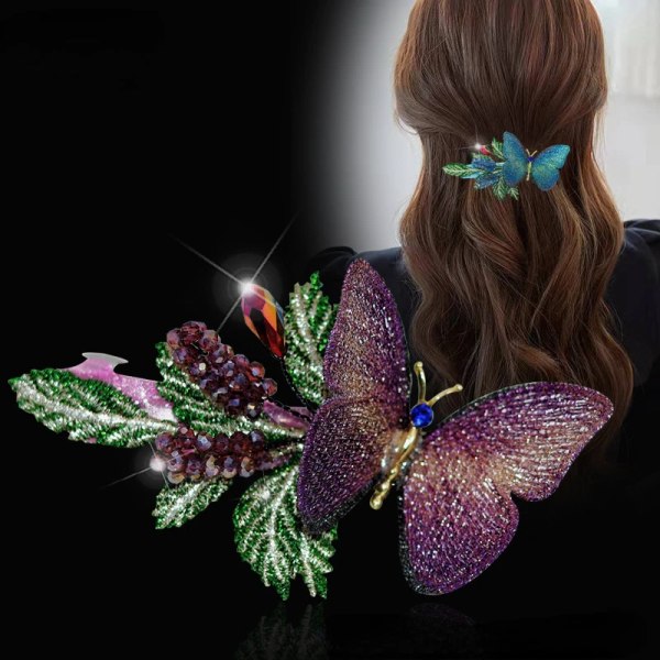 2Pairs Fashion Elegant Embroidery Hairpin Hair Accessories For Women Back Head Spoon Horsetail Spring Clip Retro Headwear Bride Tiaras