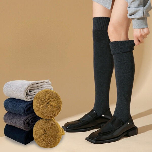 5 Pairs Ladies Solid Color Cotton Antibacterial Thermal Stockings