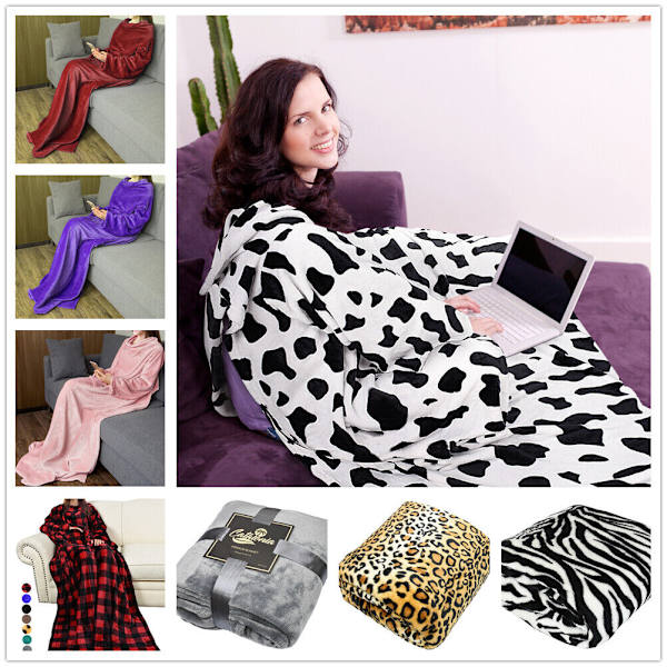 Sherpa Fleece Wearable Blanket with Sleeves and Pocket Warm for Women and Men