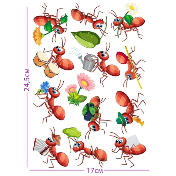 T311# Cute Ants Wall Sticker Kids Room Background Home Decoration Mural Living Room Wallpaper Funny Decal