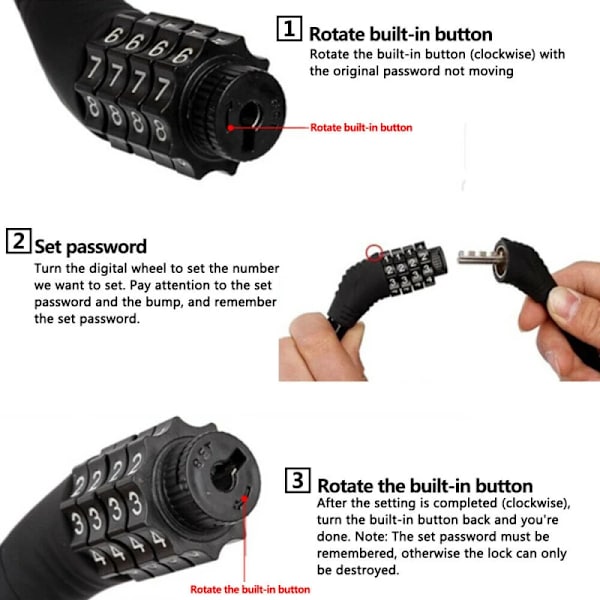 Bike Lock 4 Digit Code Combination MTB Road Bicycle Security Lock Bicycle Equipment Anti-theft Ring Lock Cycling Accessories