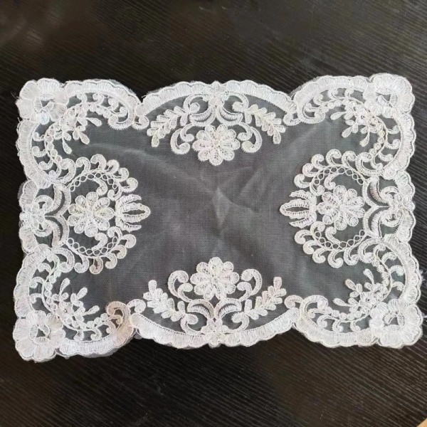 European Classical White Lace Embroidered Rectangular Fruit Dessert Coffee Table Coaster Tea Mat Jewelry Box Antique Cover Cloth