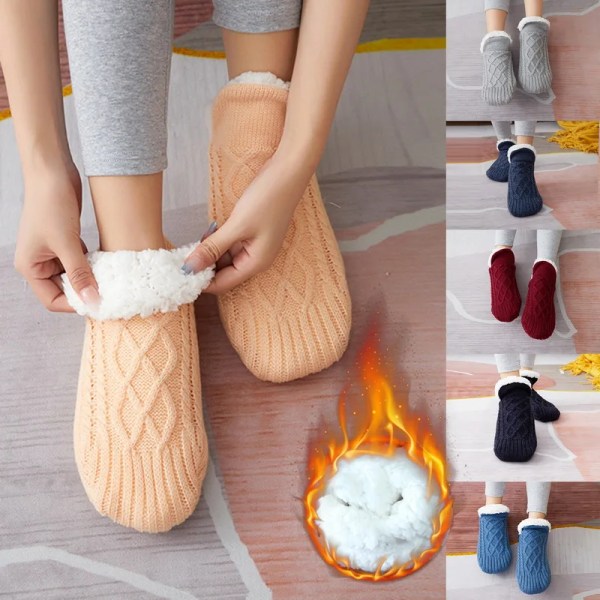 Mens Thermal Socks Winter Warm Short Cotton Thick Plus Velvet Home Sleeping Socks Soft Anti Slip Floor Sock Male Slippers Gift