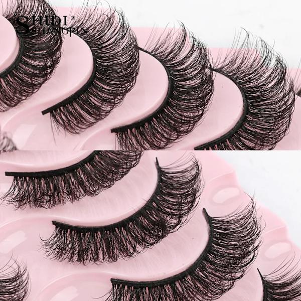 10 Pairs Russian Strip Lashes Fluffy Volume False Eyelashes DD Curl Dramatic Messy Faux Mink Fake Lashes Make up