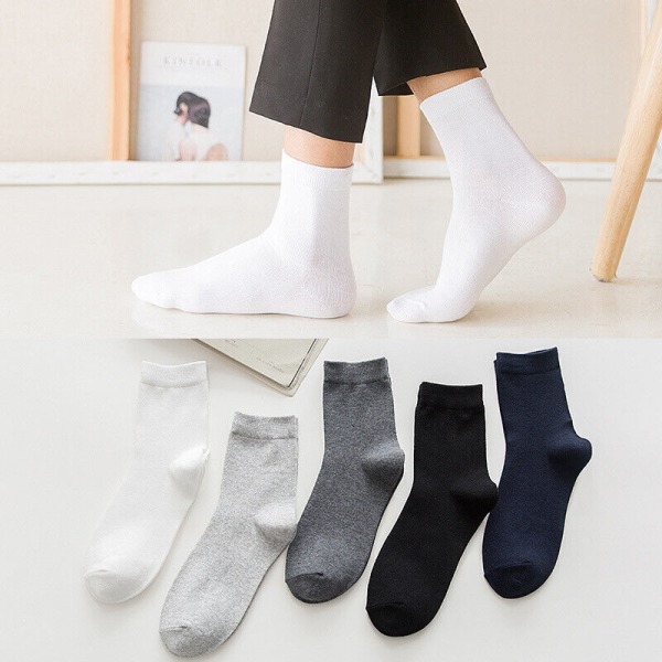 5 Pairs Versatile Solid Color Cotton Sweat Absorbing Breathable Medium Socks