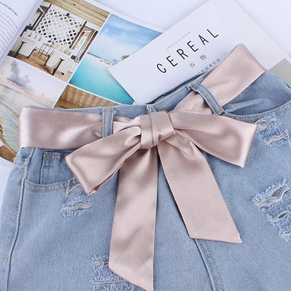 Fashion Wide Waist Fabric Belts for Women Simple Ladies Silk Scarf Solid Ribbon Knot Rope for Dresses Accessories